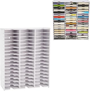 SANFURNEY 51-Slot Cassette Tape Storage, Desktop Rack Audio Tape Organizer, Wall-Mounted Cassette Holder-White