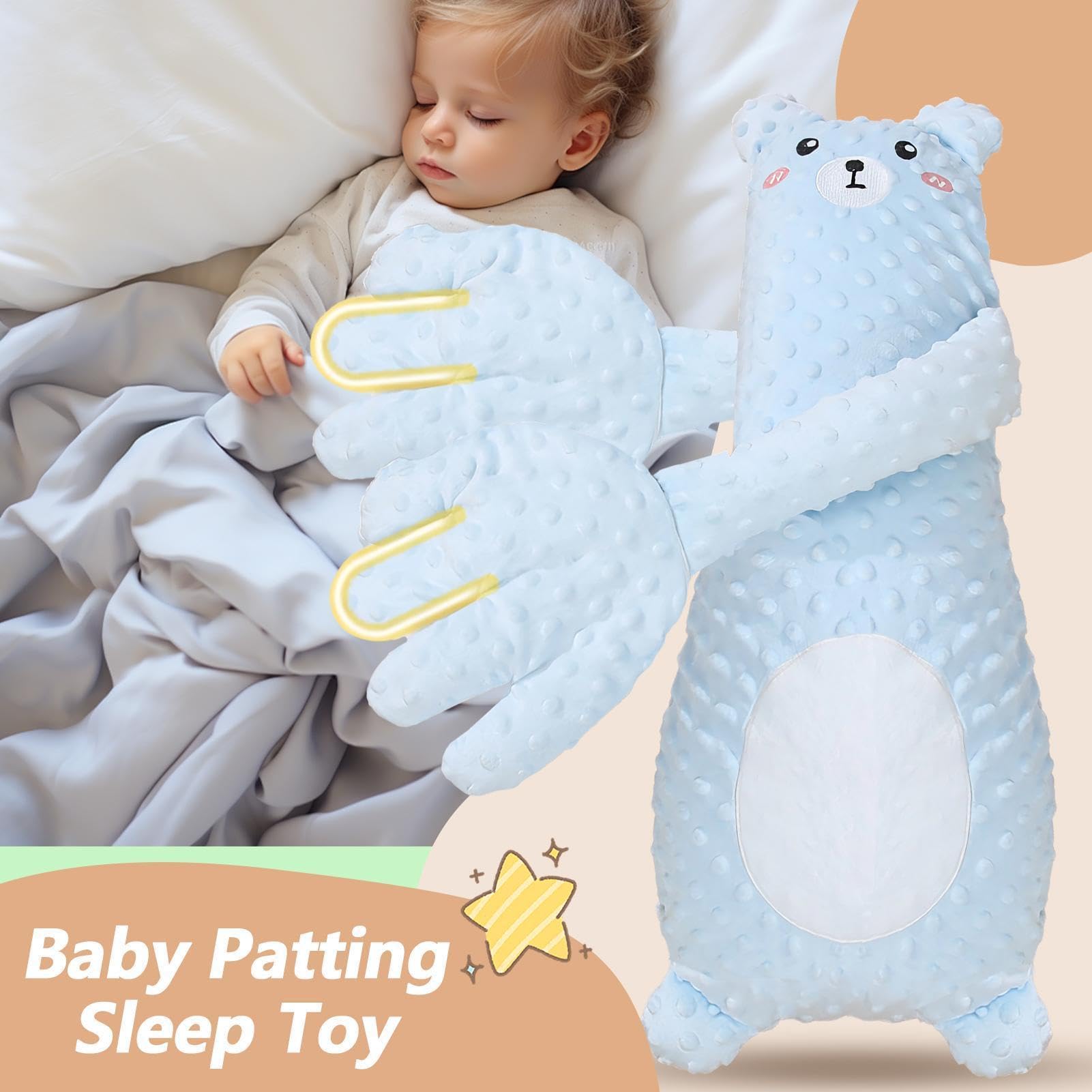 Säugling Klopfhilfe mit Wärme, 65x25 cm, Fernbedienung 3 Modi & Klopfen | Beruhigendes Pochen & Wärmekompresse, für Zuhause Kita Reisen, Babys Kleinkinder, kabellos USB-aufladbar, 0-3 Jahre