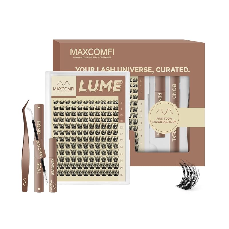 Maxcomfi Kit de Cílios em Tufos Lume DD Curl 2.0, Faixa Preta de 0,05 mm, 8–16 mm, Pacote com acessórios