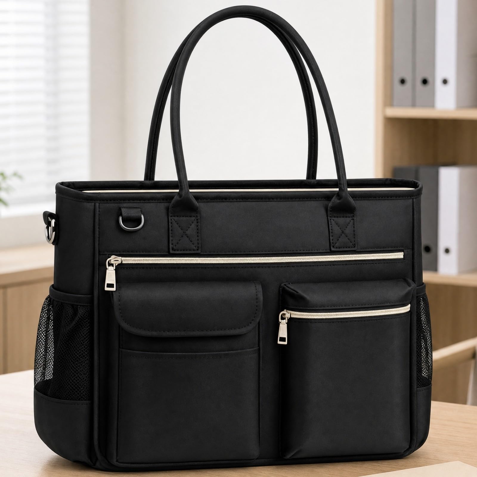 Laptoptasche mit Reißverschlussfach multifunktional Polyester-Tote-Tasche vielseitig Computertasche für Lehrer, Krankenschwestern, Pendeln, Arbeitsweg