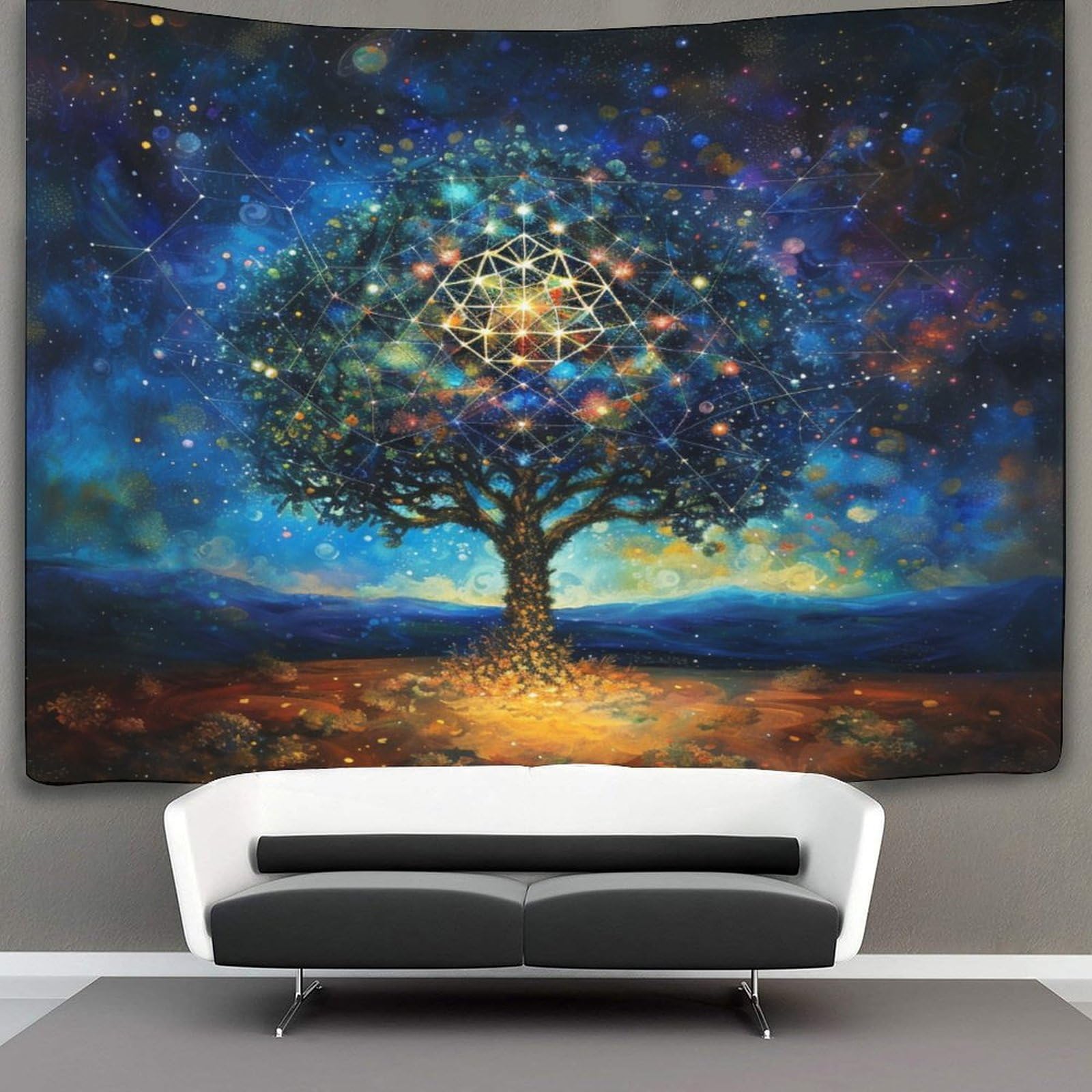kaiyun Cosmic Tree Tapestry Plant Tapestries 3D Wall Hanging Home Decorations for Room 100cmx150cm