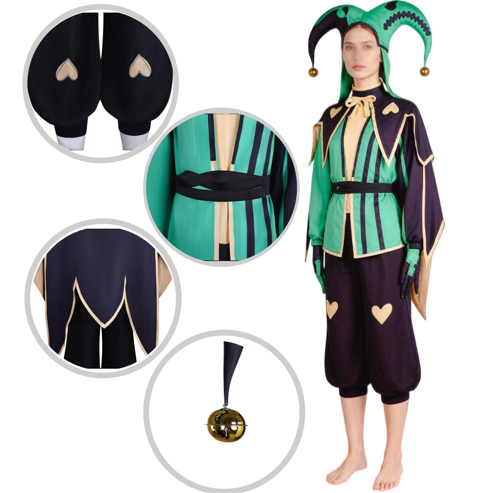 Halloween Kostüm für Erwachsene, Karneval Rollenspiel Cosplay Komplettset – Harlequin Stil