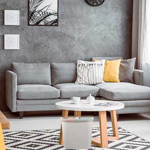 Miniatura 7 de Ipetboom Papelera para decoración de oficina, papelera de cocina con doble compartimento, con tapa, 2 compartimentos, papelera de reciclaje para el