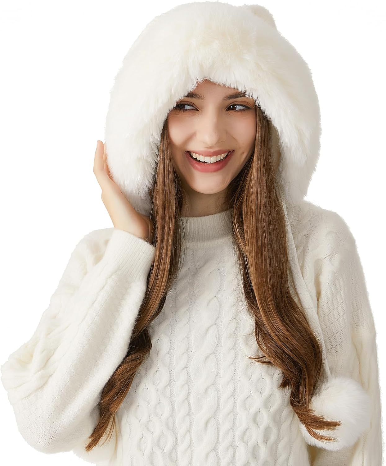 HUAMULAN Women Winter Sherpa Beanie Hats Knit Ear Flaps Peruvian Cover Ears Fleece Lined Ski Snow Hat Travel - Image 3