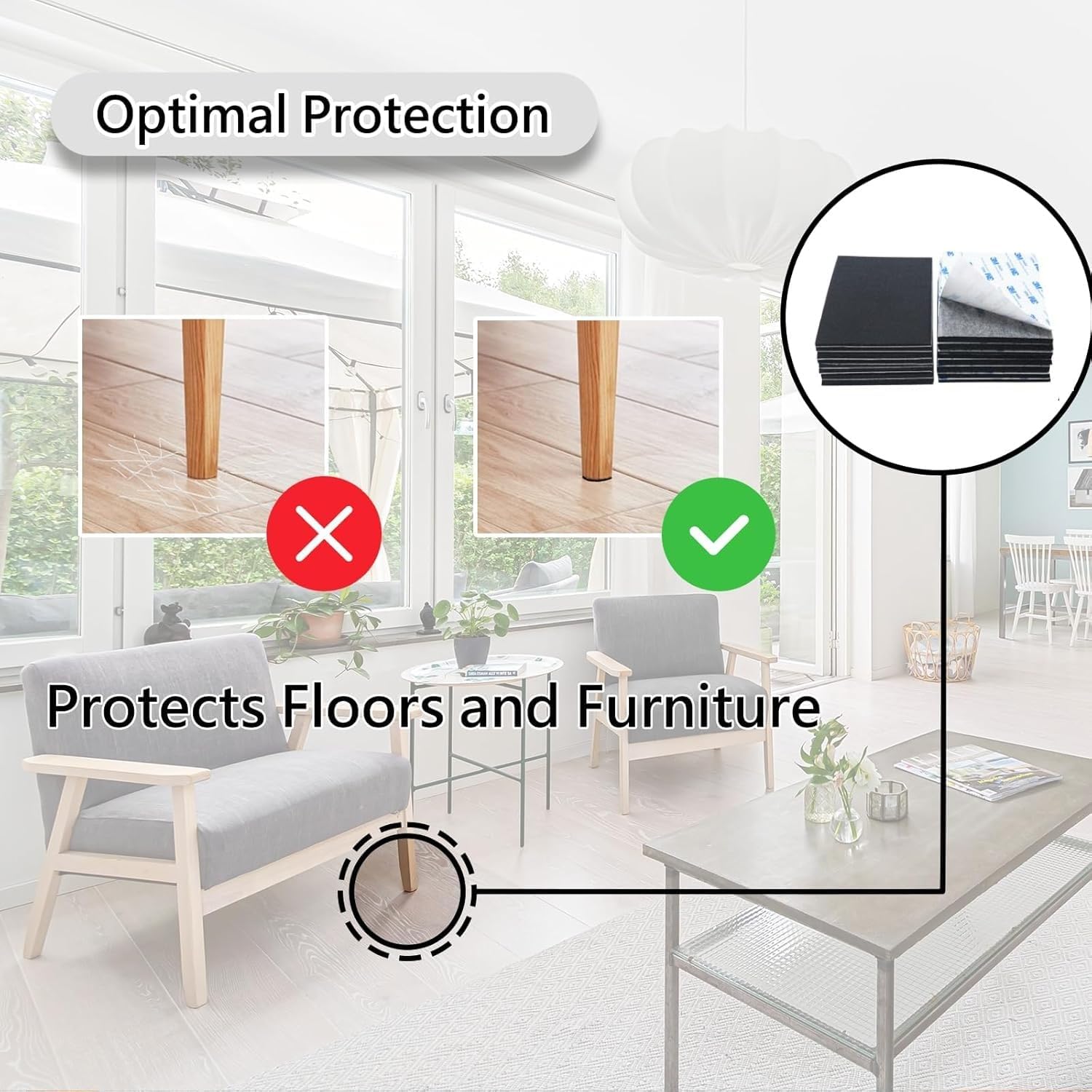 Felt Furniture Pads Self Adhesive 5 Pieces Black Furniture Strip 12 x 8 inch A4, 4 mm Felt Sheets for Crafts Furniture Chairs Floor Protectors DIY