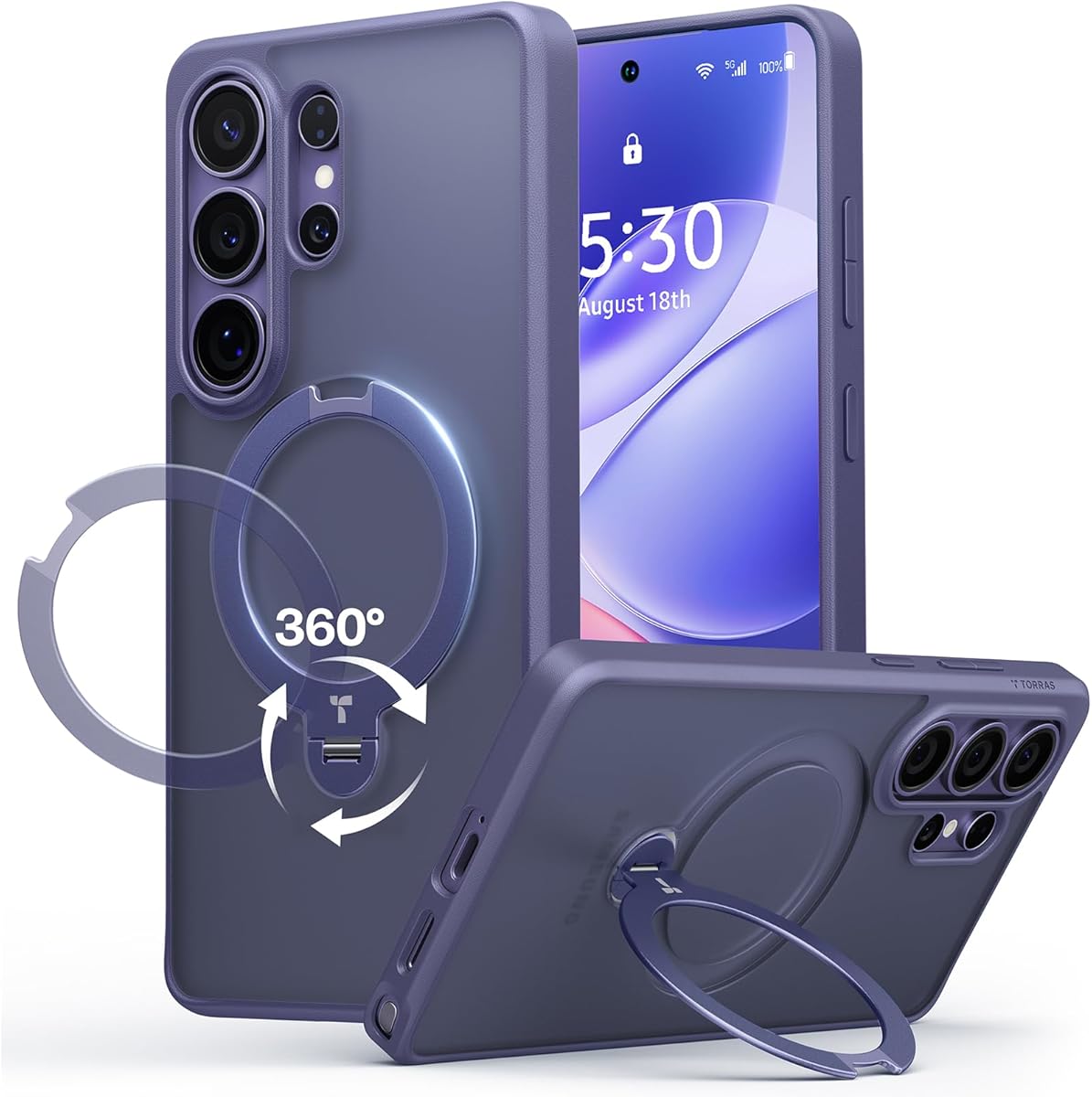 TORRAS Ostand Q3 Spin für Samsung Galaxy S26 Ultra Hülle (360° Langlebig Ständer für Magsafe) TOP Militärschutz Stoßfest Kratzfeste Matt Dünn Handyhülle Samsung S26 Ultra Case Schutzhülle Violett