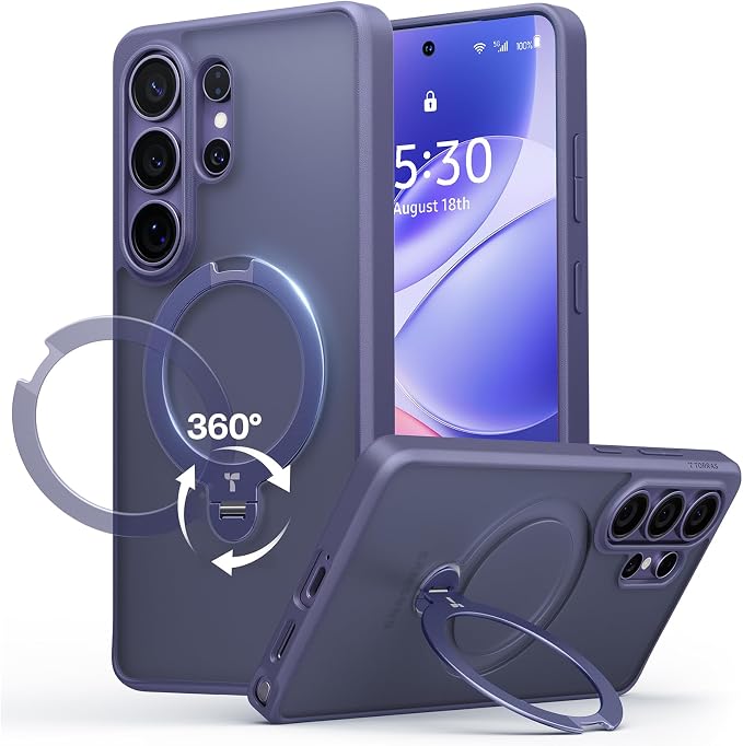 TORRAS Ostand Q3 Spin Case for Samsung Galaxy S26 Ultra (360° Durable Stand for MagSafe) Military-Grade Protection, Shock-Resistant, Scratch-Resistant, Matt Finish, Slim Case for S26 Ultra, Purple