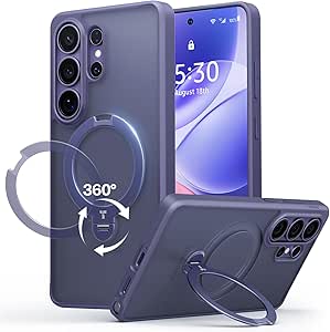 TORRAS Ostand Q3 Spin für Samsung Galaxy S26 Ultra Hülle (360° Langlebig Ständer für Magsafe) TOP Militärschutz Stoßfest Kratzfeste Matt Dünn Handyhülle Samsung S26 Ultra Case Schutzhülle Violett