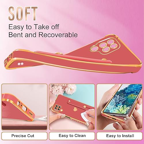Miniatura 3 de Likiyami Funda 3 en 1 para Samsung Galaxy A12 con diseño de corazón para mujeres y niñas, bonita estética femenina de lujo, bonita con soporte para