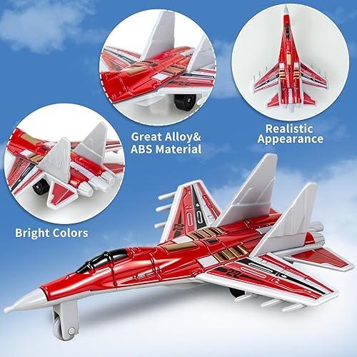 Miniatura 2 de Paquete de 12 aviones de juguete, juguete de avión fundido a presión para niños pequeños de 1, 2, 3, 4, 5, 6, modelo de aviones militares de