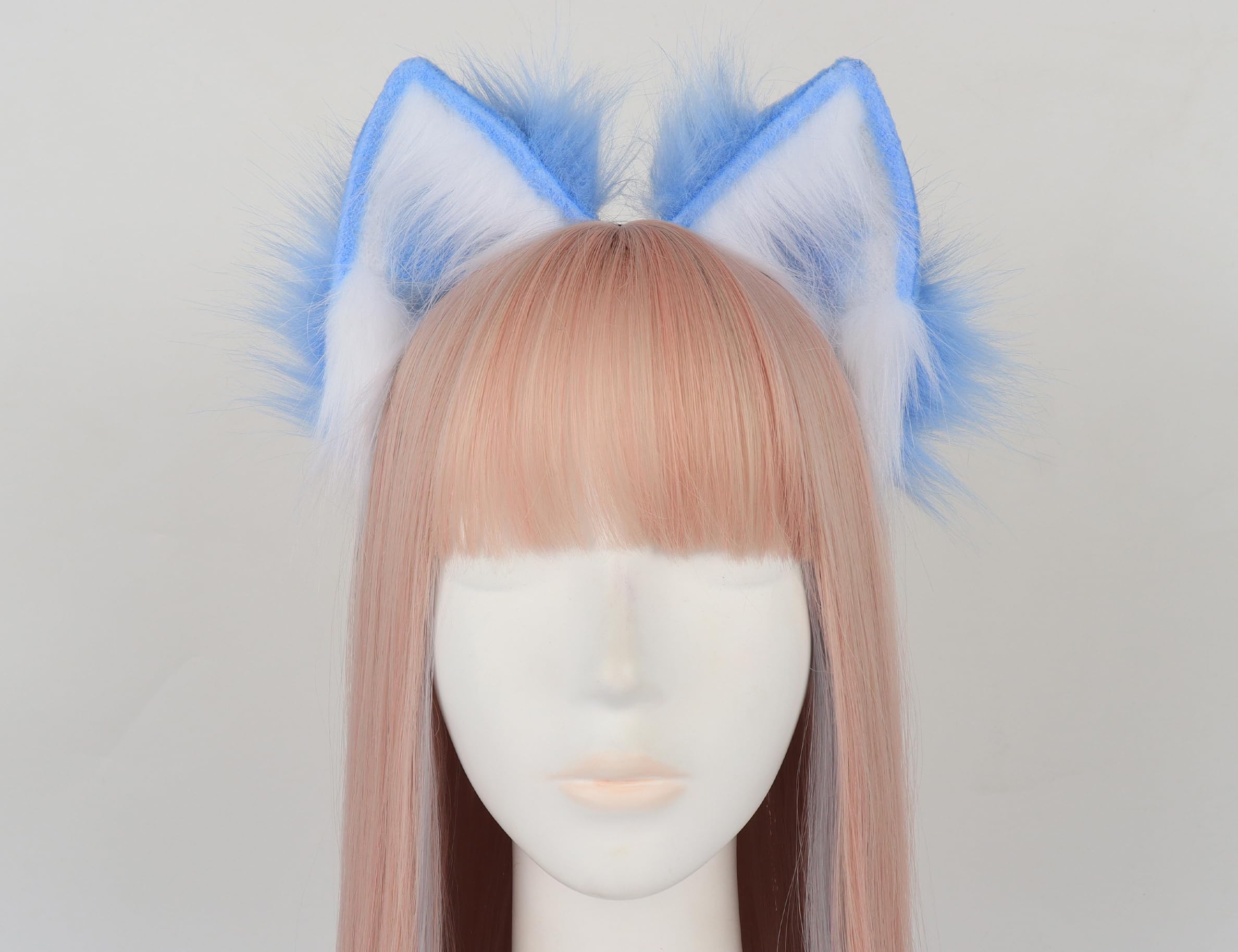 QinRuan Cat Fox Faux Fur Ears Headband Cute Halloween Fancy Dress Cosplay Handmade Animal Furry Ears Hair Hoop: Zz-bw