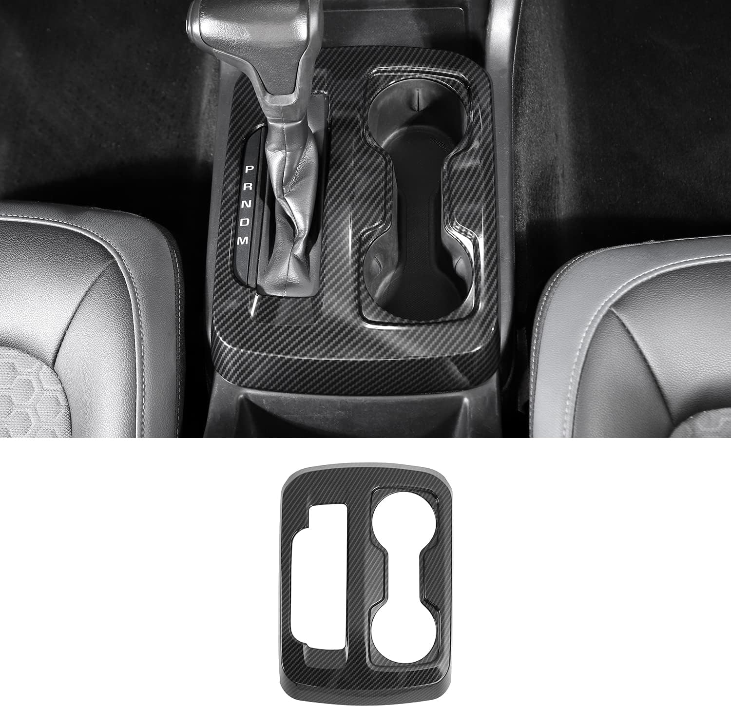 RT-TCZ Carbon Fiber Gear Shift Panel Trim Cover Center Console Cup Holder Stickers Decoration Interior Accessories for Chevrolet Colorado 2014-2023,for GMC Canyon 2014-2022