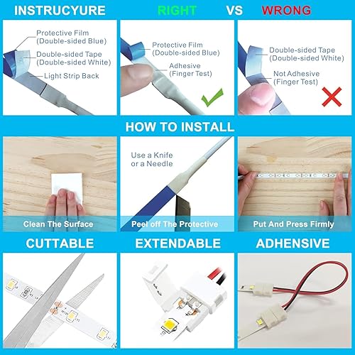 Miniatura 8 de Luces con sensor de movimiento para debajo del gabinete tira de luces LED enchufables para interiores con adaptador de corriente, atenuador y