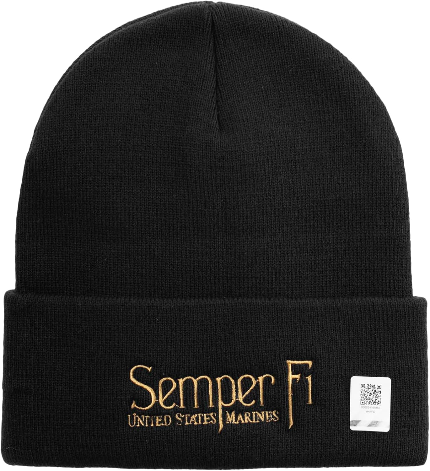 United States Marines Semper Fi Logo Embroidered 12 Inch Solid Knit Cuff Long Beanie Made in USA