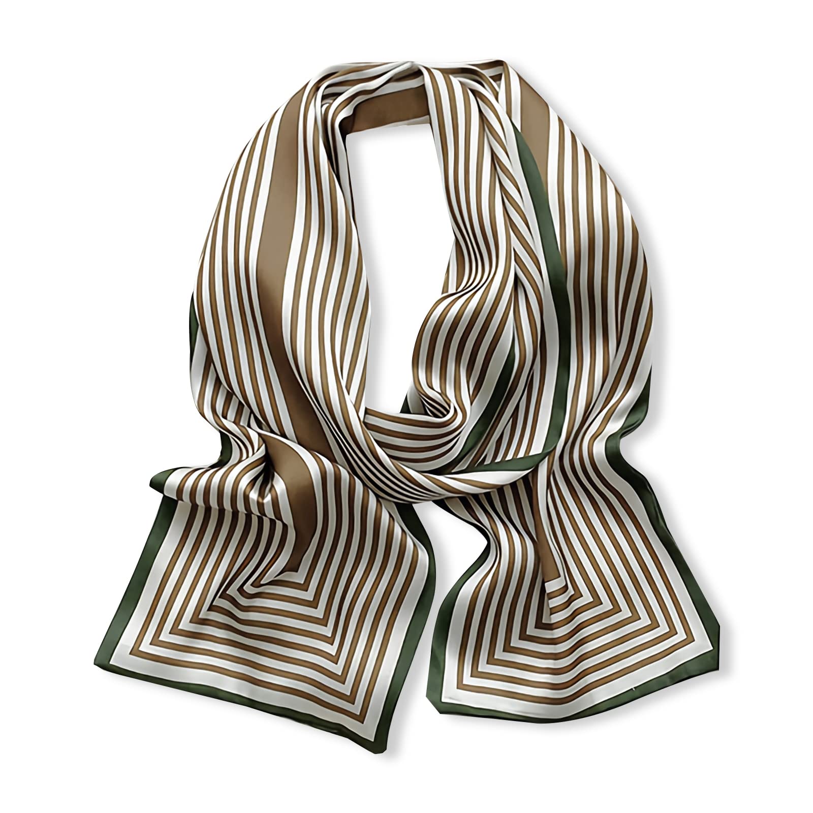 LumiSyne Striped Skinny Scarf For Women Silky Satin Scarves Classic Stripe Pattern French Elegance Business Style Narrow Long Neckerchief Decorative Bandanas Headdress Hairband Handle Wrap Ribbon