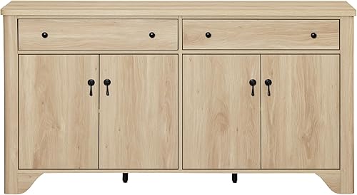 Miniatura 7 de WAMPAT Soporte de TV de granja con 2 cajones y armarios de almacenamiento, centro de entretenimiento de madera para TV de 65 pulgadas, estantes