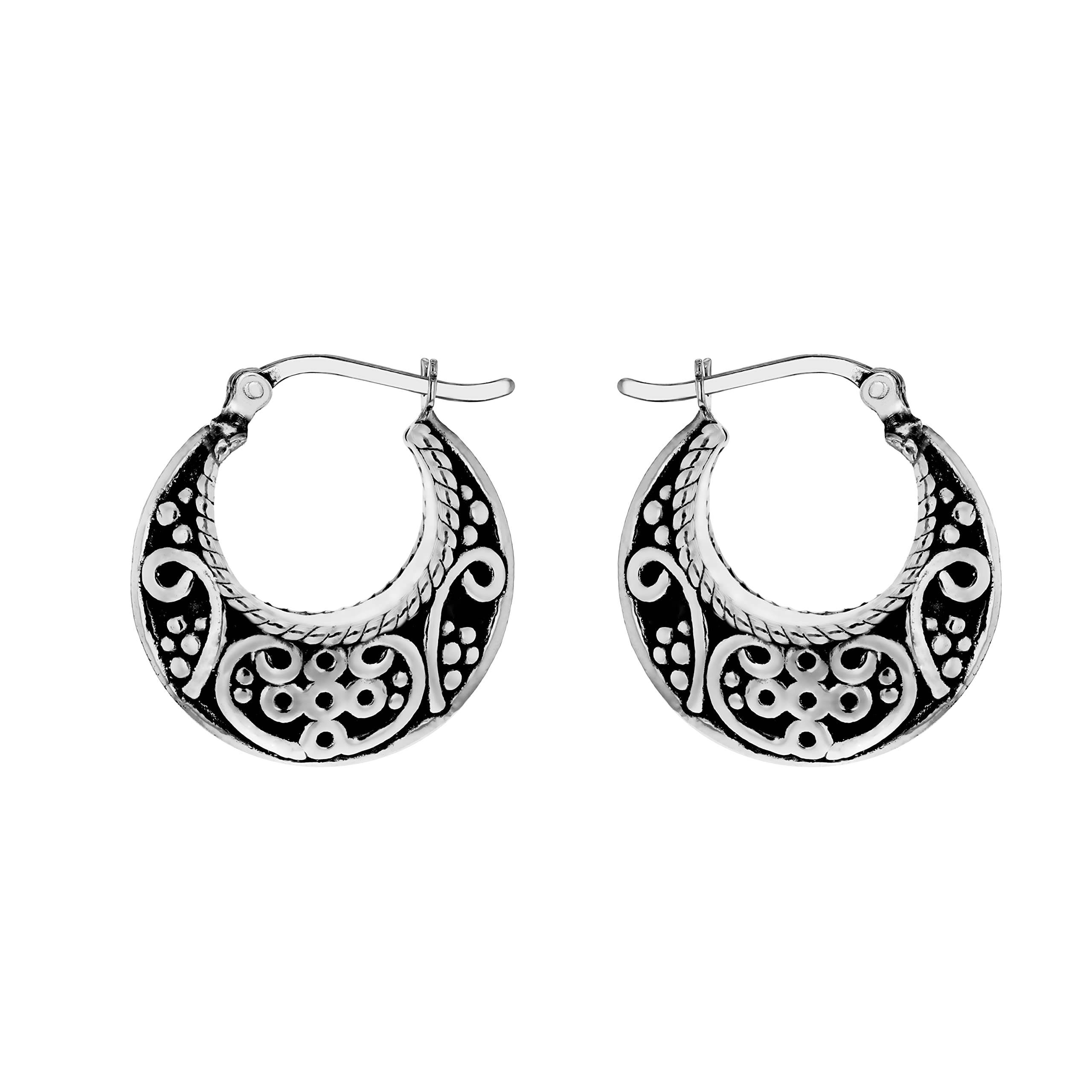 Tuscany Silver Pendientes de aro Mujer plata oxidada fina 925-8.51.2129