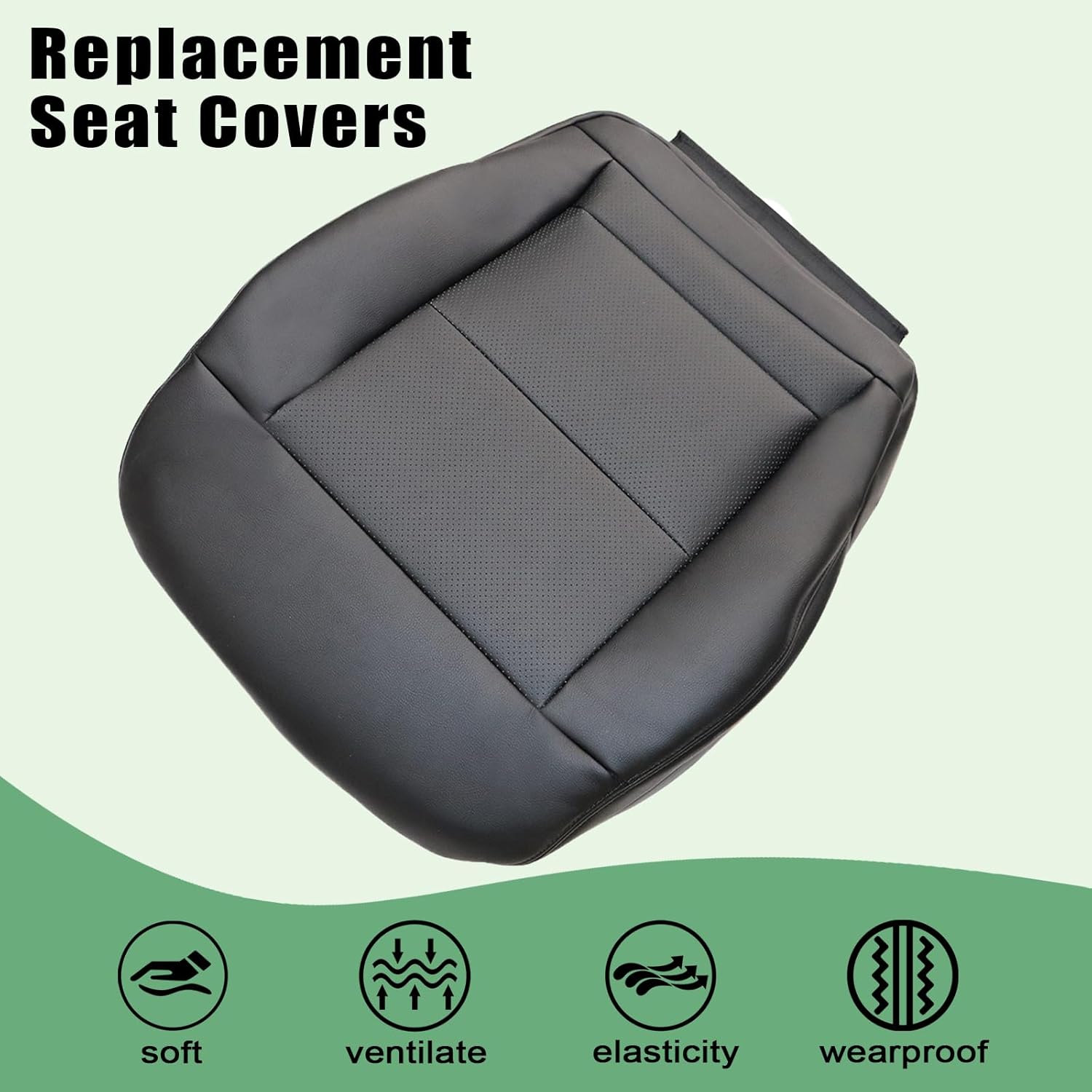 Priprilod Black Leather Driver Side Bottom Replacement Seat Cover Compatible with Mercedes Benz E350 E550 Cover 2010 2011 2012 2013 2014