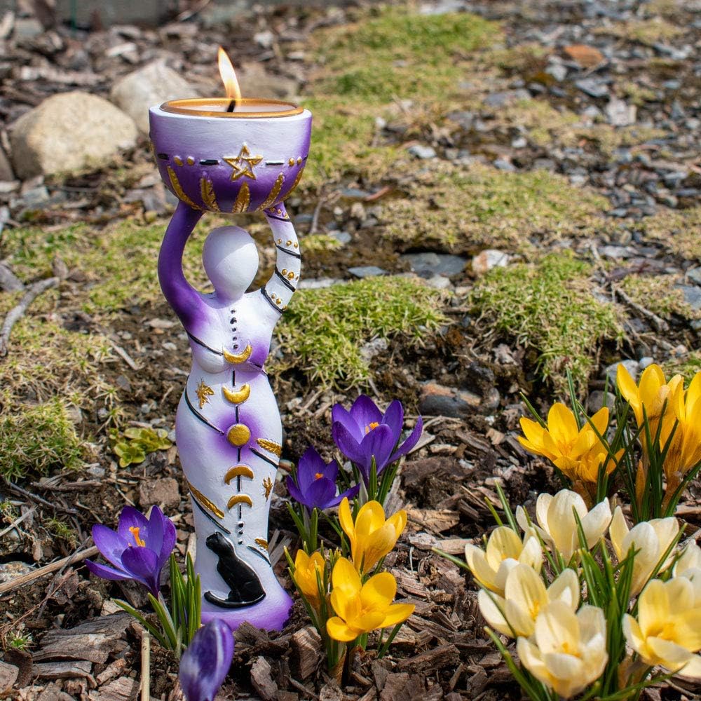 Kheops International Moon Goddess Polyresin T-Light Holder Wiccan Goddess Candle Holder Figurine