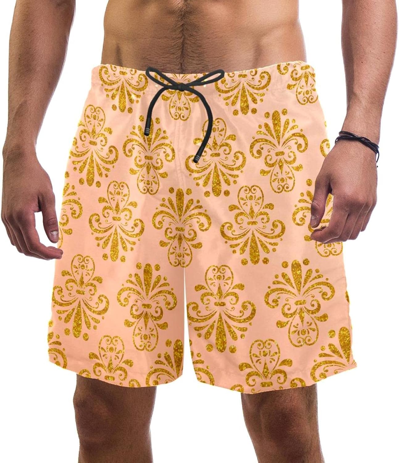 Mens Shorts Swim Trunks Quick Dry with Pockets Drawstring European