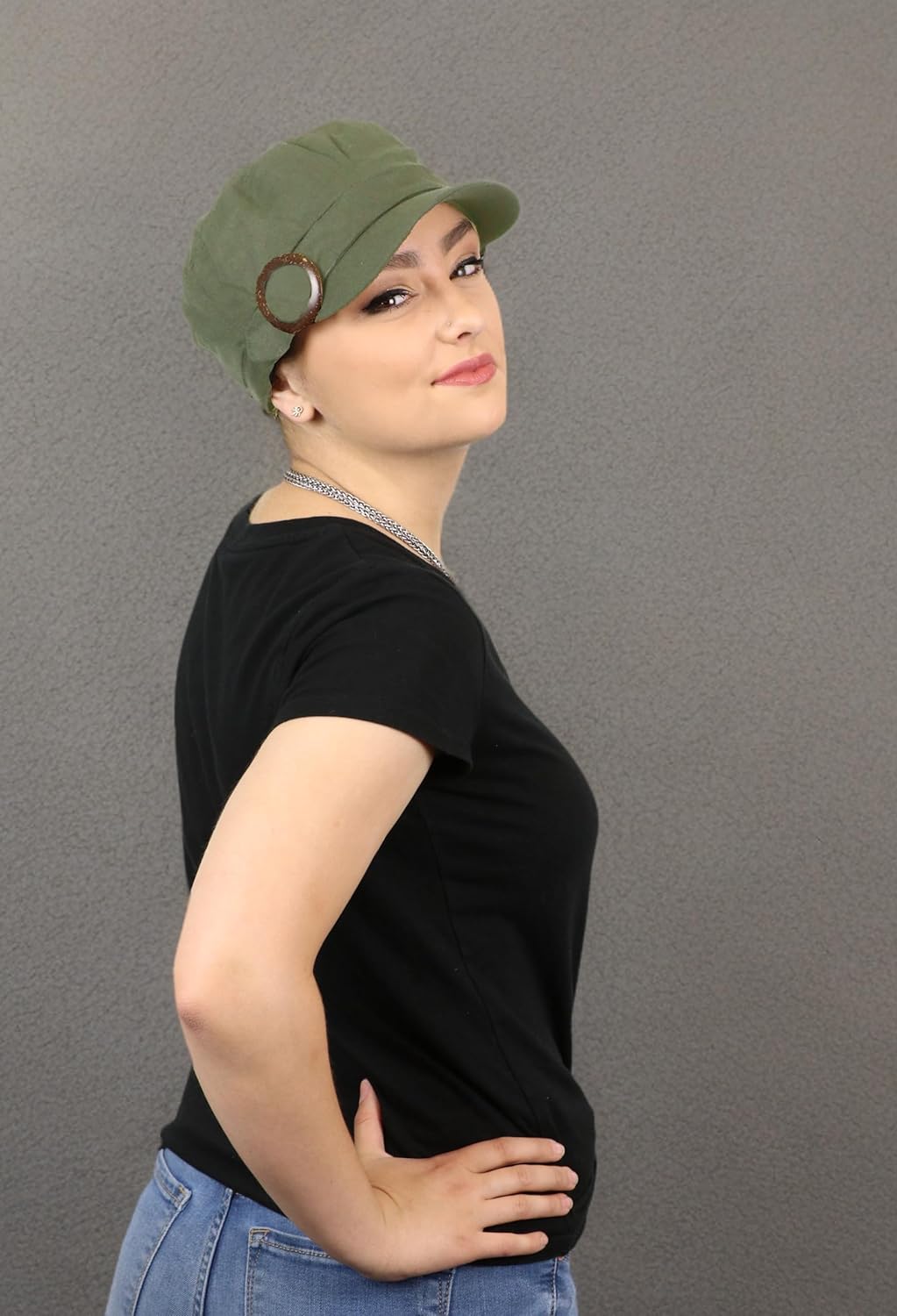 Hats Scarves & More Womens Chemo Newsboy Cadet Hat Full Coverage Cancer Cap for Petite Heads Blocks Sun 50+ UPF - Image 8