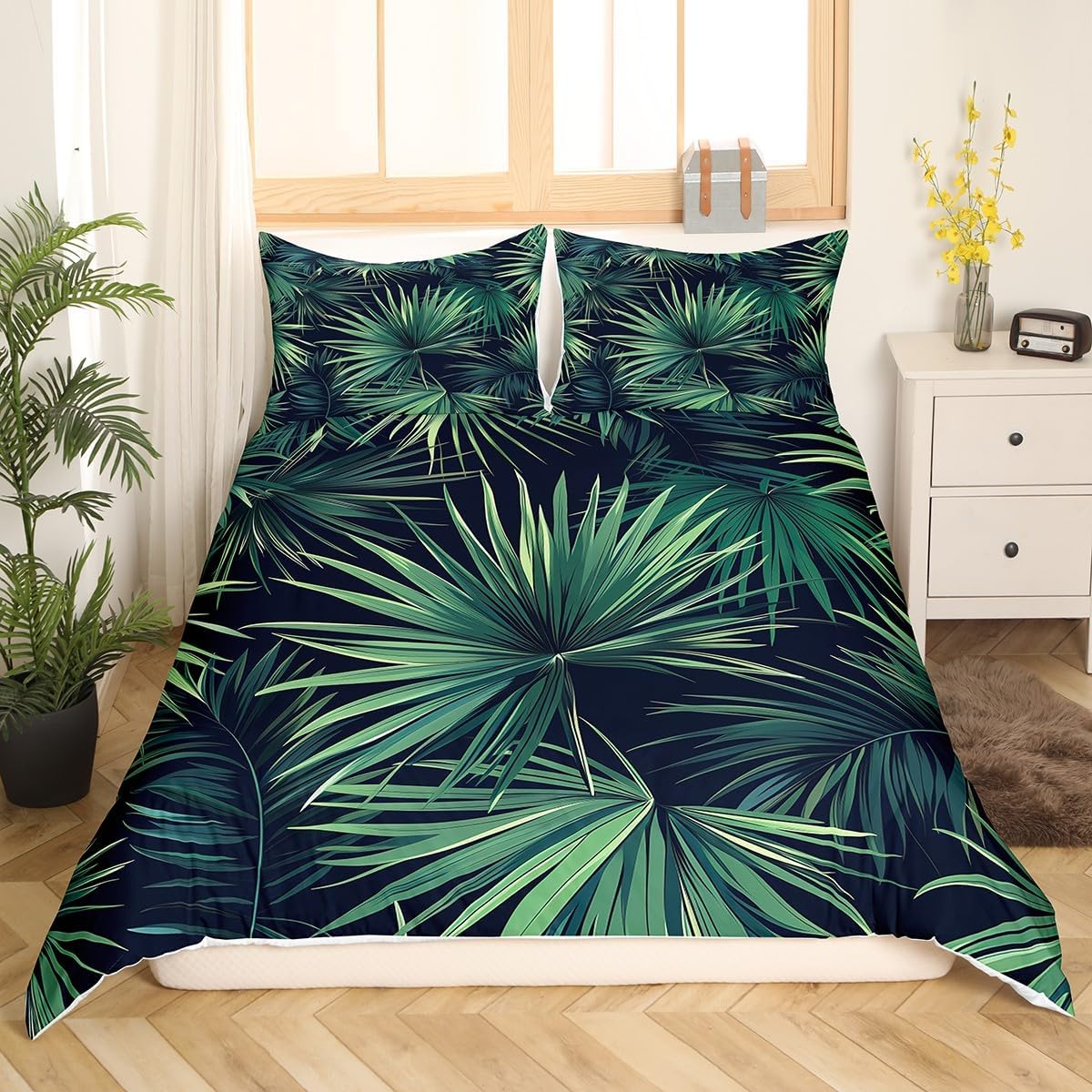 Erosebridal Dream Catcher Comforter Cover Colorful Feathers Bedding Set Watercolor Flowers Duvet Cover Sweet Quilt Cover for Girl Women, Lightweight 1 Duvet Cover with 1 Pillow Case Twin Size