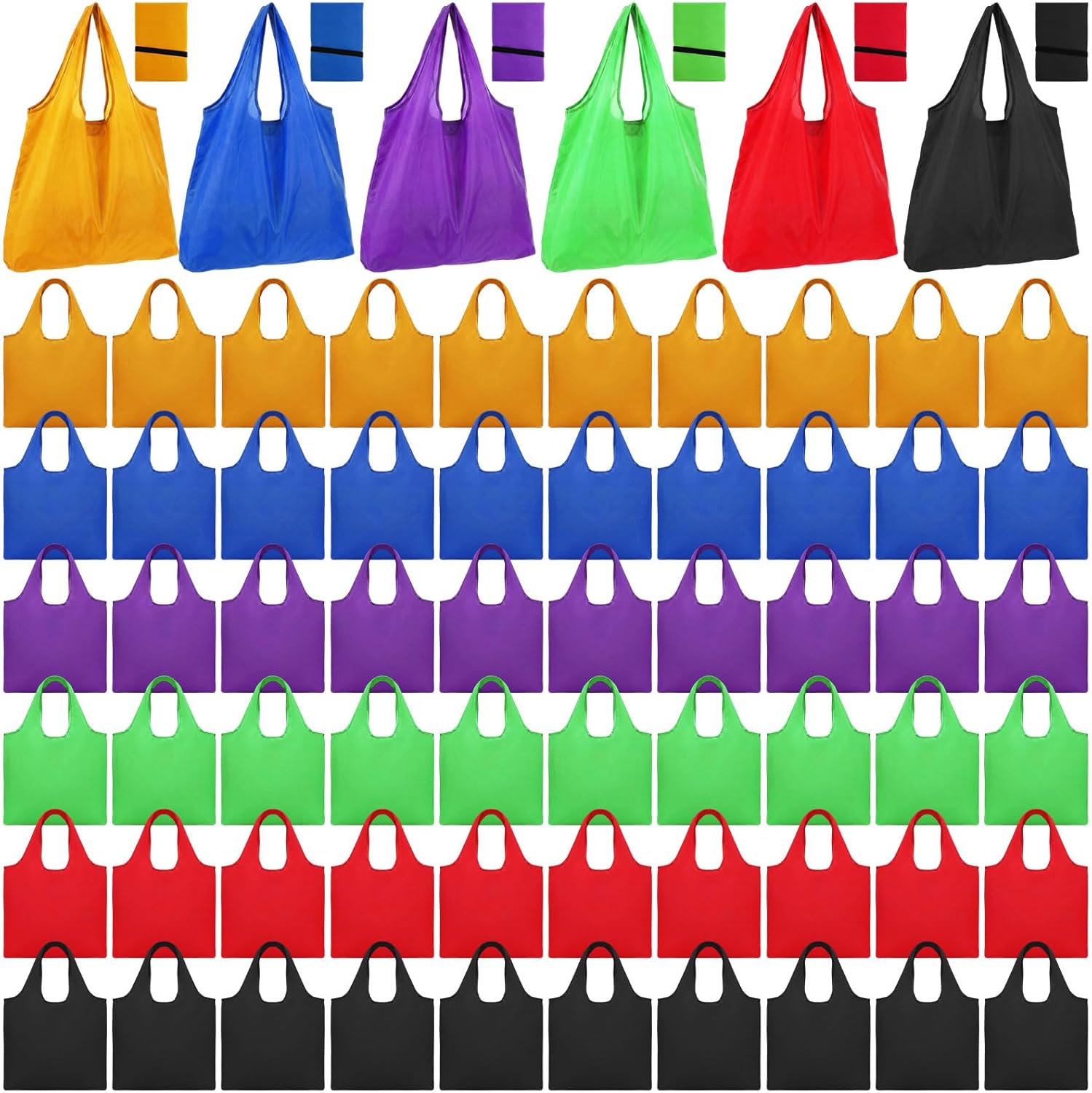 Tanlade 60 Pcs Reusable Grocery Bags Foldable Large Shopping Bags Bulk Washable Large Tote Pouch with Handles for Women Market Shopping Storage 15 x 23.6 Inch