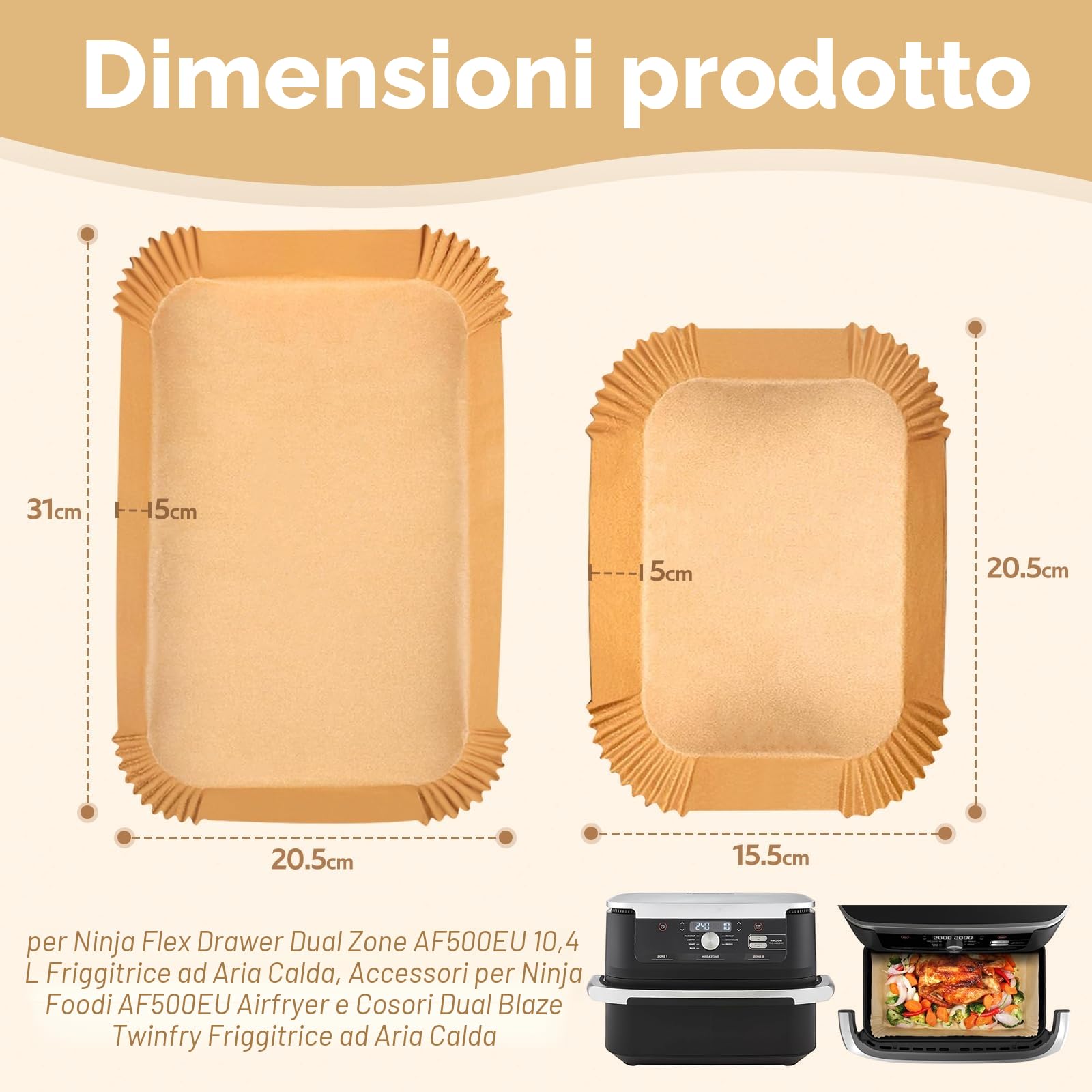 170Pz Carta Forno per Friggitrice ad Aria Senza BPA, Teglia per Friggitrice ad Aria Antiaderente Impermeabile Monouso Accessori Friggitrice ad Aria per 5-16L Friggitrice Aria Forno Padelle Microonde