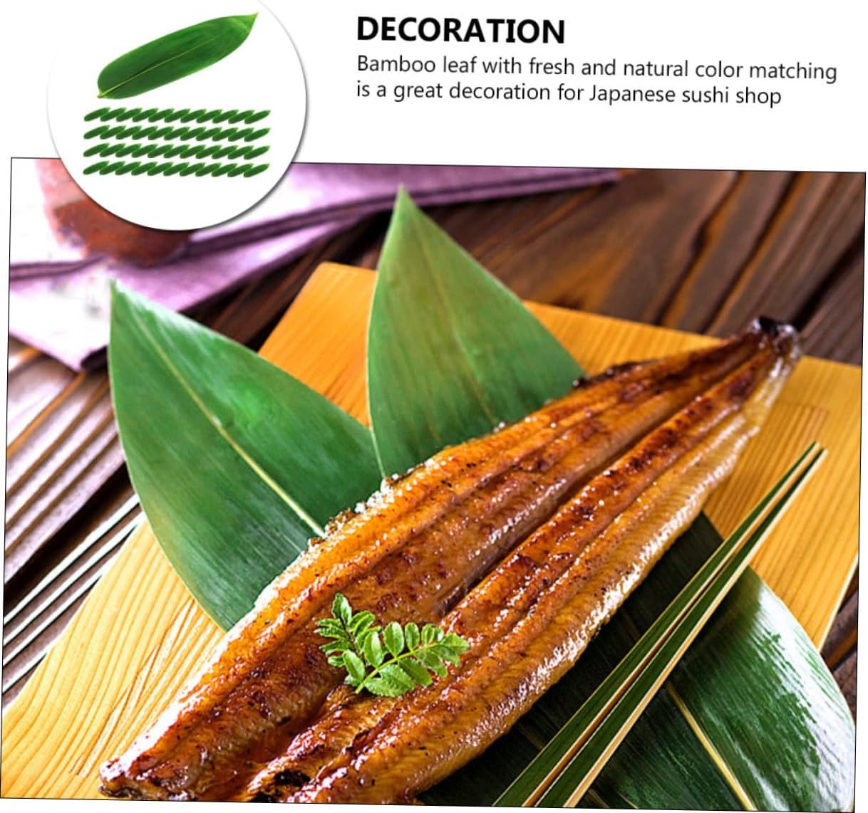 100pcs Real Bamboo Leaves for Sushi Mats Decorative Sashimi Sushi Dishes Ornament