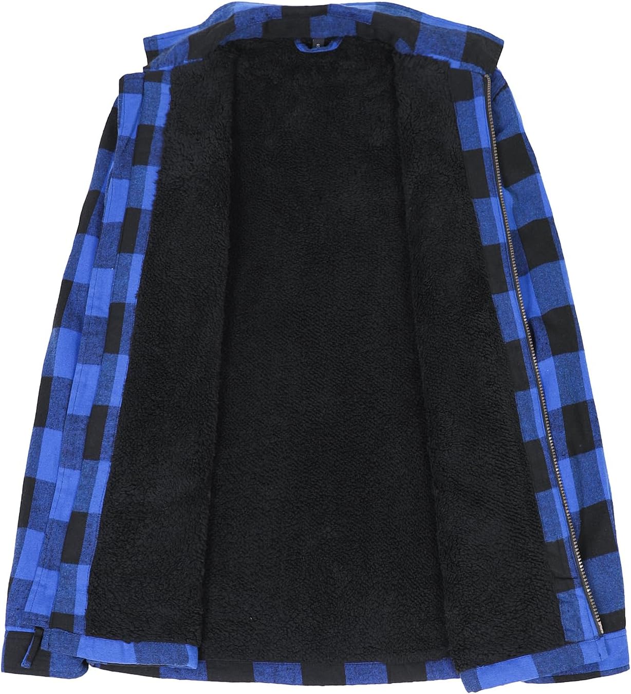 Men's Sherpa Lined Full Zip Plaid Flannel Jacket Shirt,Brushed Cozy Outdoor Work Shacket