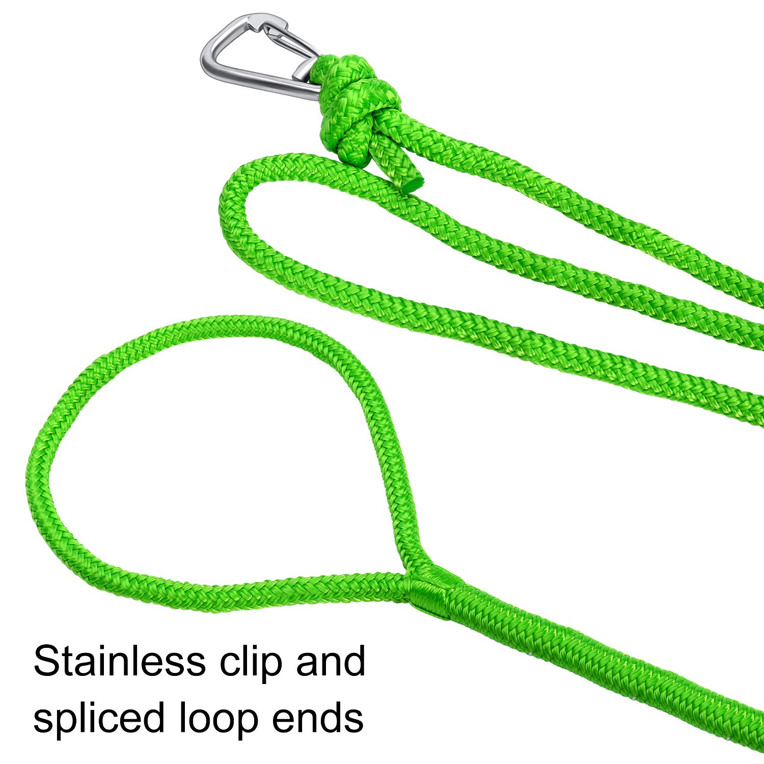 Green Floating Polypropylene Dock line Provide The Stainless Snap Hook and Incredible 12