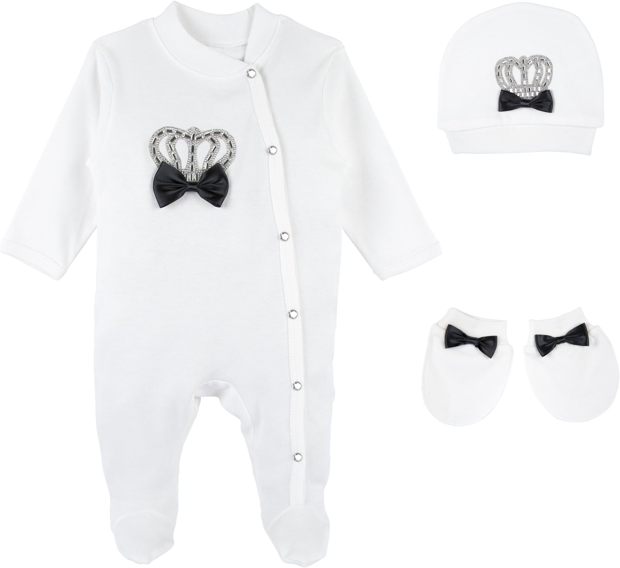 Lilax Baby Boy Crown Jewels Layette 3 Piece Gift Set