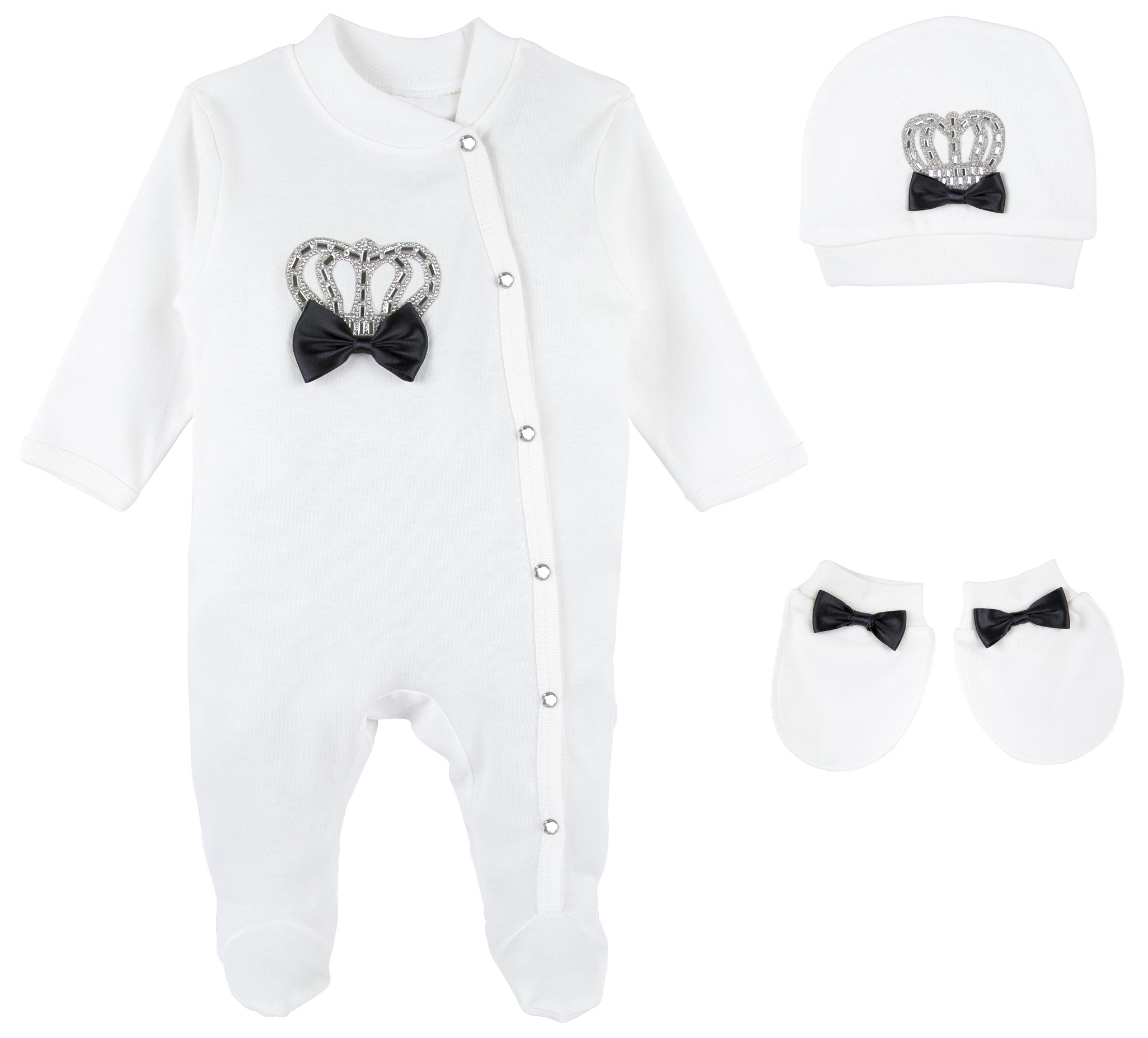 Lilax Baby Boy Crown Jewels Layette 3 Piece Gift Set
