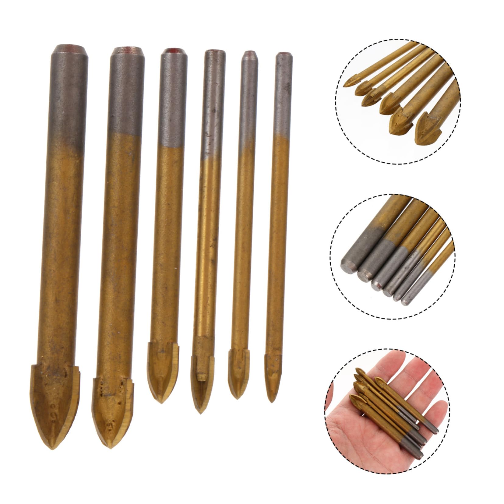 VILLCASE 3 Juegos Broca Para Azulejos Teja Albañilería Perforar Agujero Accesorios Para Herramientas Manuales Broca Para Vidrio De 4 Filos Para Cerámica Metal