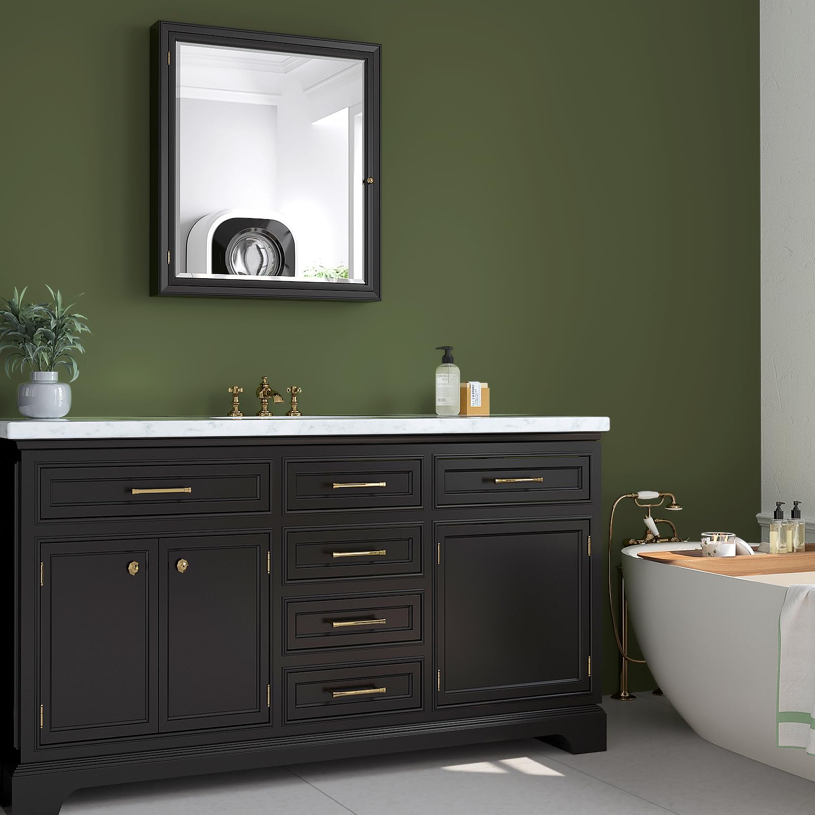 VaryPaper Peel and Stick Olive Green Wallpaper 40cmx200cm Green Contact Paper for Kitchen Countertops Thick Lining Paper for Furniture Wrap Stick on Wallpaper for Living Room Bathroom Worktops - Image 3