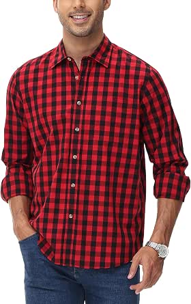 MCEDAR Camicia Uomo A Maniche Lunghe In Flanella Di Cotone – Plaid, Slim Fit, Morbida E Calda, Per Campeggio E Lavoro - 2