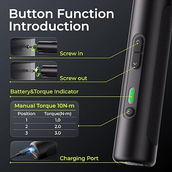 ELEGOO Electric Screwdriver Set with 33 Magnetic Bits and 3 Torque Setting, Max 10 N.m, 1500mAh Rechargeable Cordless Screwdriver, LED Light, Mini Power Screwdriver Tool Kit for 3D Printer, PC, Camera