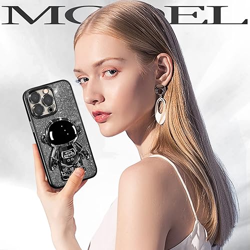 Miniatura 6 de Buleens Funda para iPhone 12 Pro Max Astronauta, fundas transparentes para iPhone 12 Pro Max con papel brillante y soporte de astronauta, para