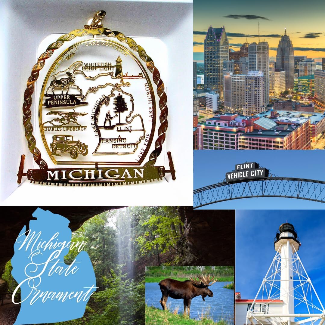 Michigan State Ornament Detroit Flint Great Lakes Lansing Travel Souvenir Gift - Image 2