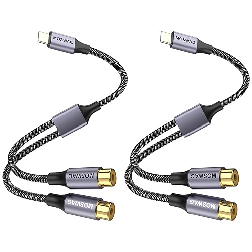MOSWAG Cable adaptador USB C macho a doble hembra RCA estéreo de audio en Y que permite una calidad de sonido de alta fidelidad, escenario de sonido