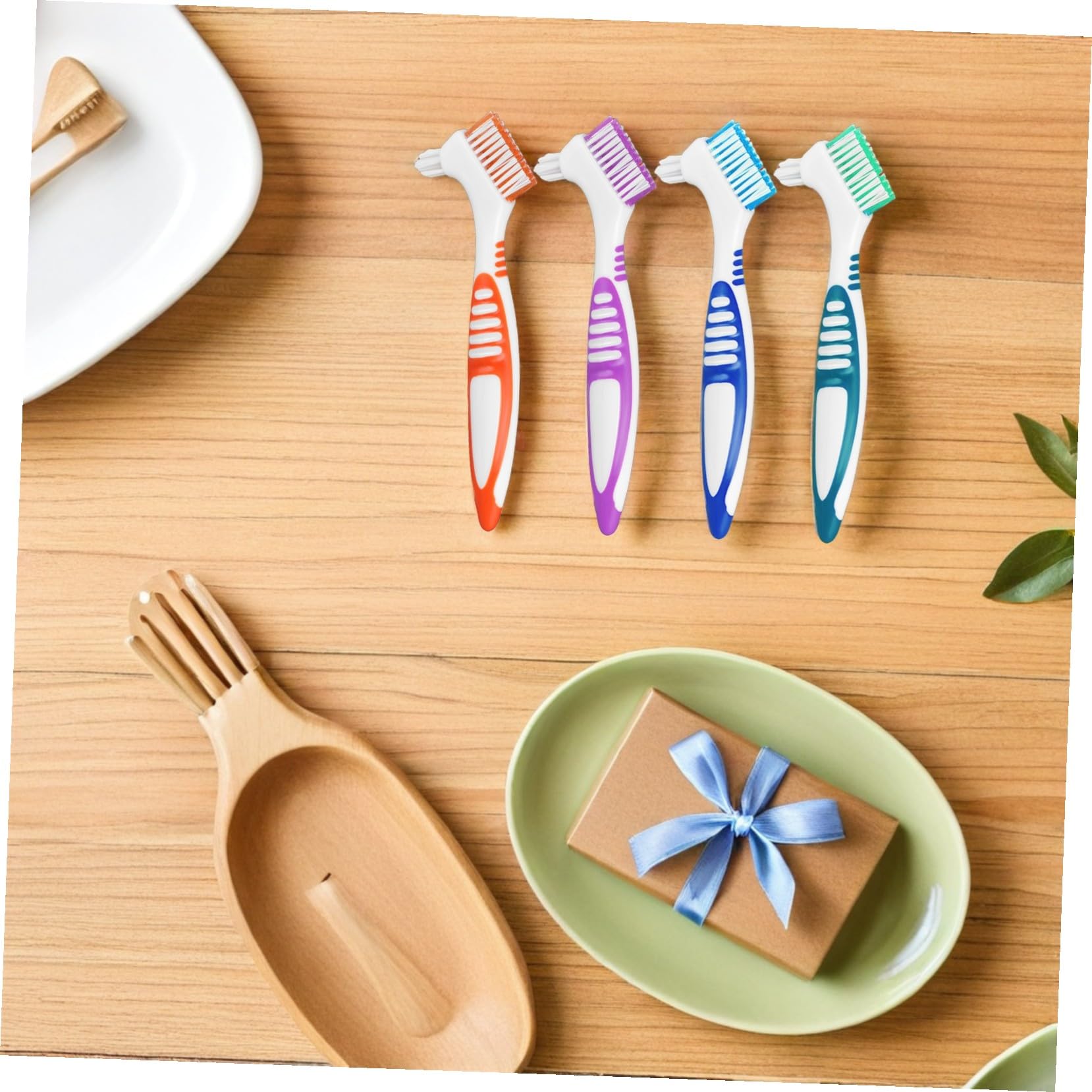 12 Pezzi Spazzolino per Protesi Doppia Testa con Impugnatura Ergonomica Portatile per Pulizia Dentiera e Apparecchi Morbide Setole per Delicata di Denti Falsi e Ferretti per