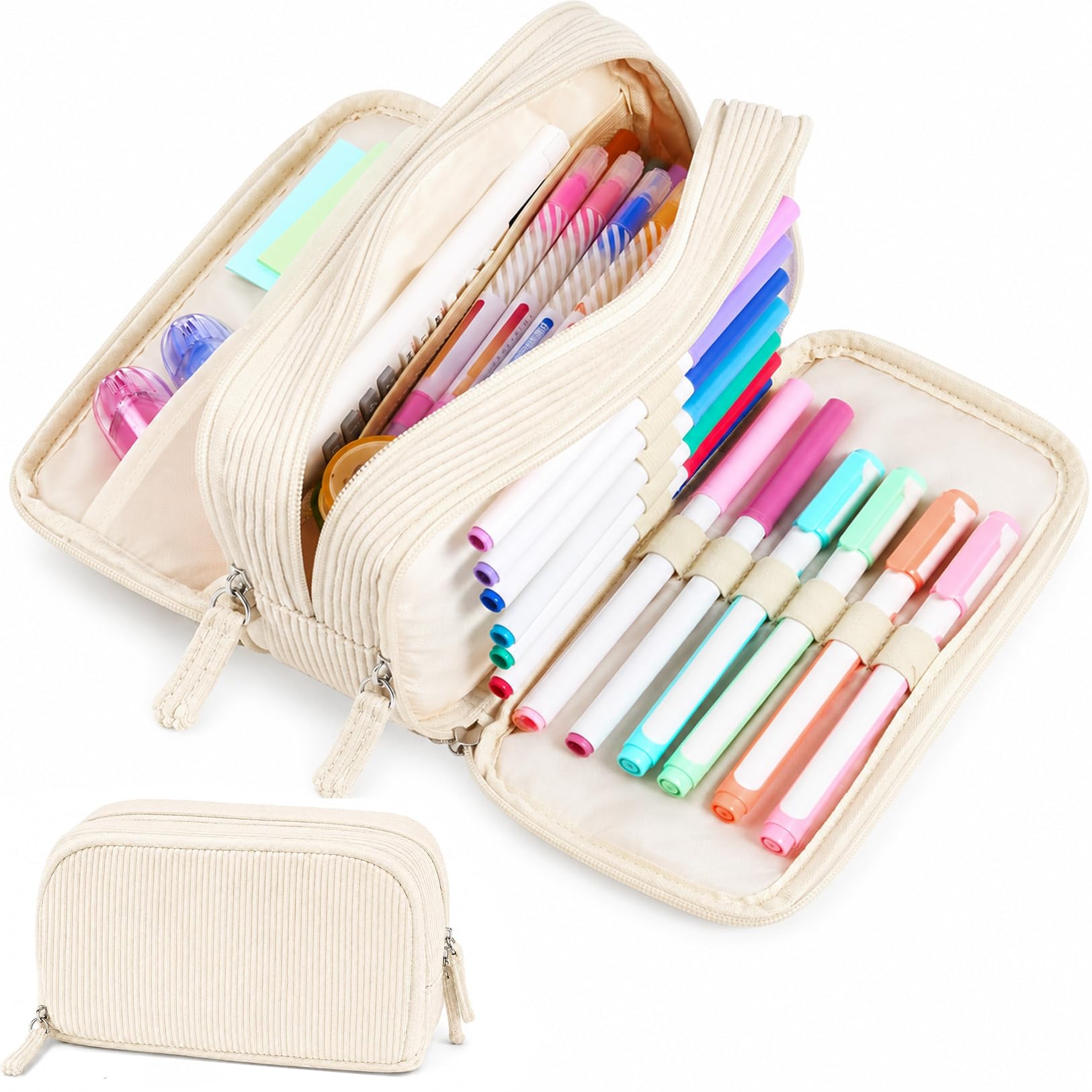 Sooez Big Capacity Pencil Case Pen Pouch  Soft Corduroy Pencil Bag