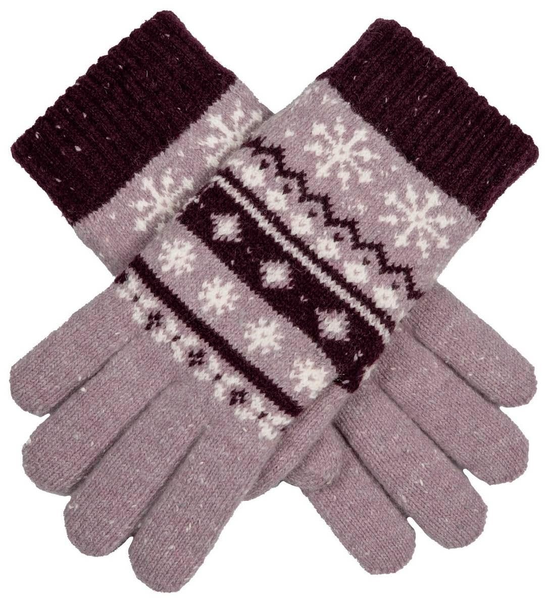 Dents Women's Lilac Fair Isle Jacquard Design Knitted Gloves