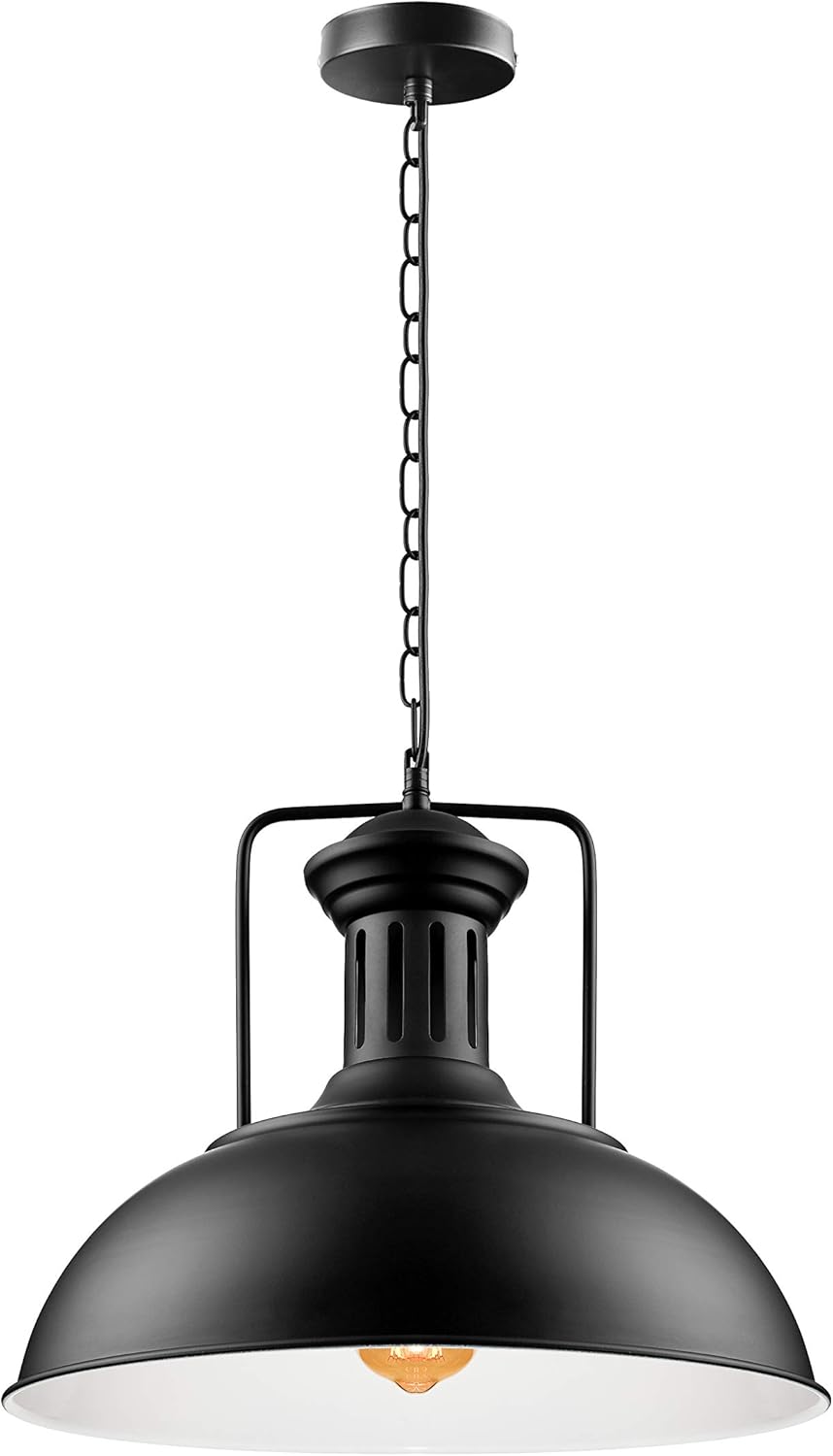 NIUYAO Nautical Barn Pendant Light Retro Pendant Light 16" Wide 1-Light Pendant Lamp with Dome Shape Ceiling Hanging Lighting Chain Chandelier in Back 452806