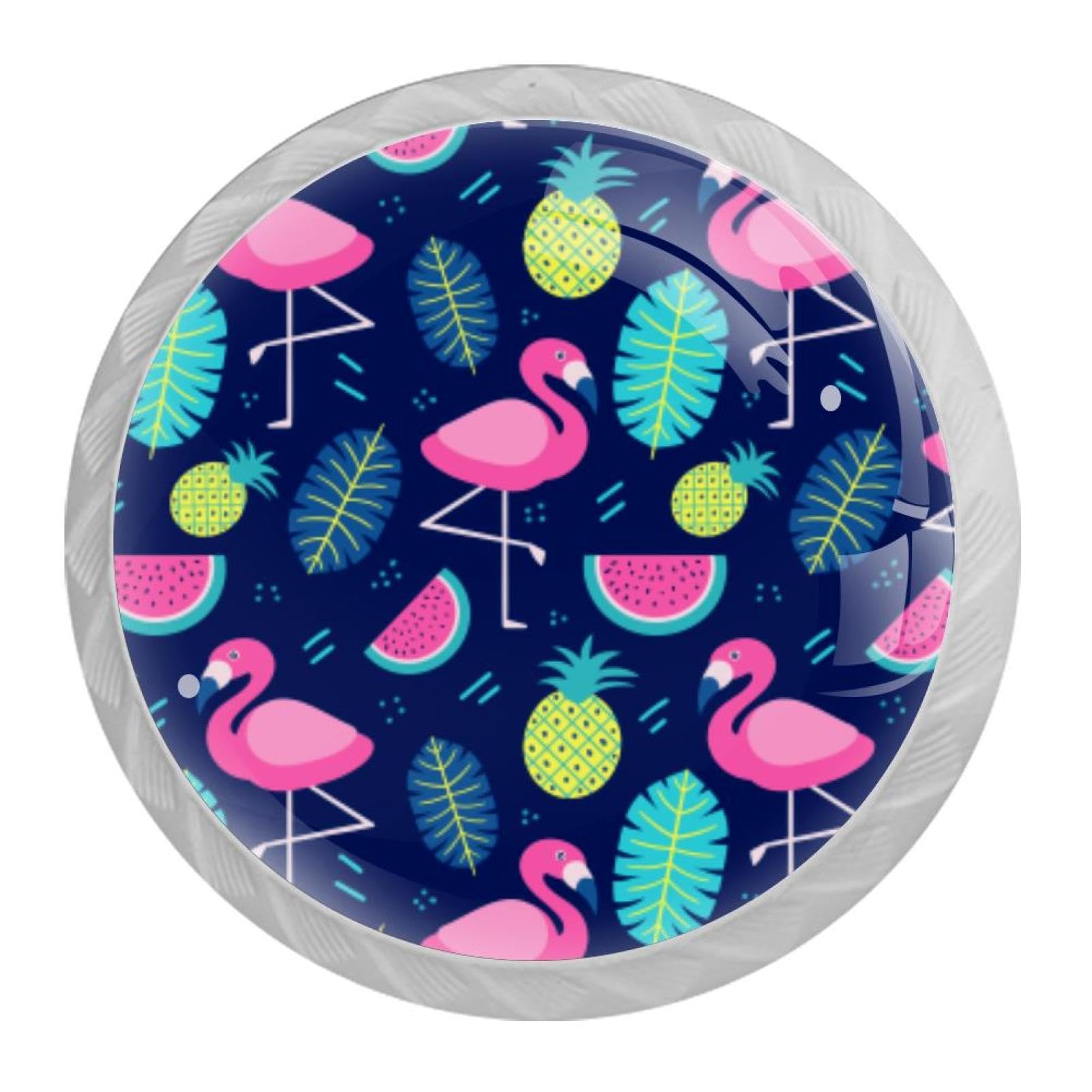 Tqmspg Multi08 4 Pieces Drawer Pulls Animal Flamingo Watermelon Door Knobs Dresser Handles For Kitchen Wardrobe Cupboard Hardware Furniture