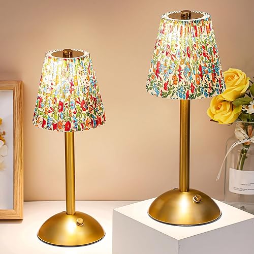 Miniatura 18 de Liliful 8 lámparas de mesa inalámbricas recargables al tacto, LED, pequeña, dorada, portátil, funciona con pilas, lámpara de escritorio USB-C, 3