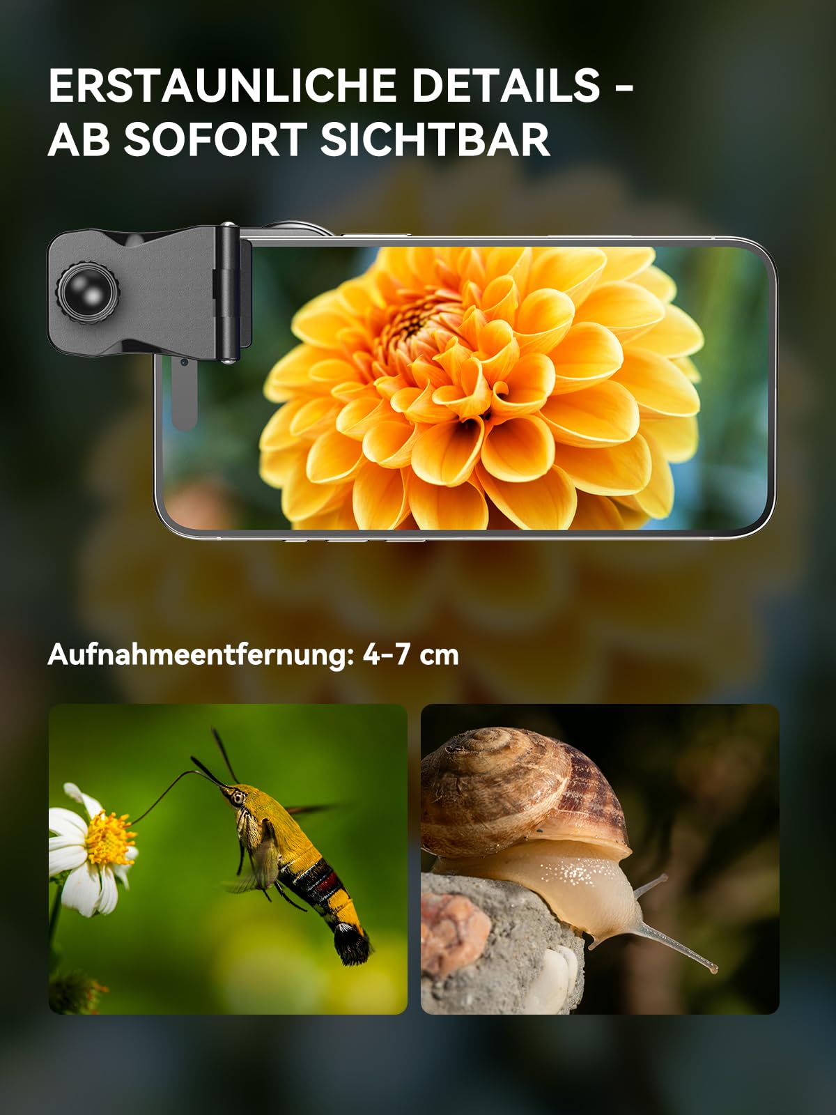 Apexel HD-Objektiv, 100 mm Makroobjektiv für iPhone X/8/8Plus/7/Plus, Samsung Galaxy S10/S10 Plus, Huawei und die meisten Smartphones
