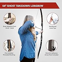 Vista 5 de Southwest Archery Arco largo Ghost Takedown – Arco de caza de arco largo de 64 pulgadas – Mano derecha e izquierda – Pesos de tracción en 20 – 50