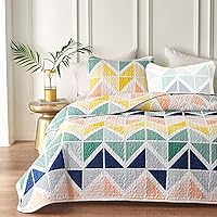 Vista 18 de UOZZI BEDDING - Juego de colcha reversible de 3 piezas tamaño King, color blanco con hojas azules y verdes y flores rojas, suave, de microfibra