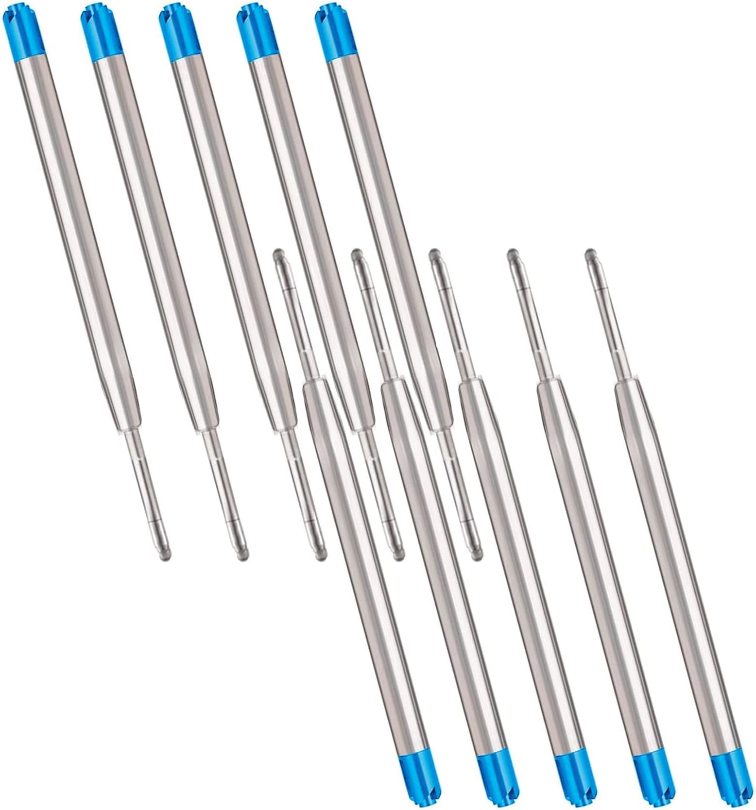 CiciIng 10 x Ballpoint Pen Refills, Large Capacity Metal Ballpoint Pen Refills for G2 Format, Compatible Parker Ballpoint Pen Refills, Ink Colour Blue